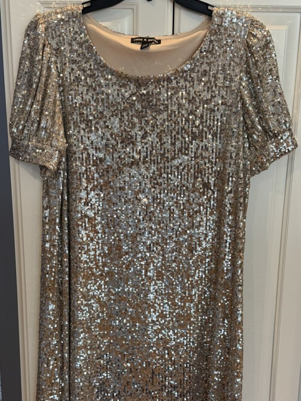 Cocktail Dress - Gold with Silver Sequins - Size M